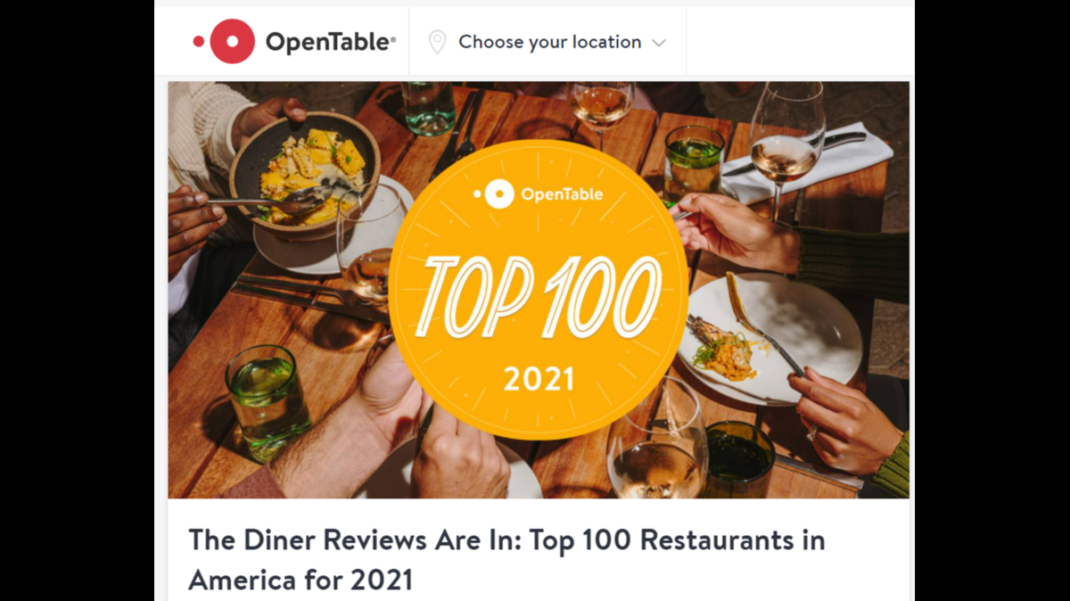 Two Atlanta restaurants are among the best in the nation, OpenTable said.