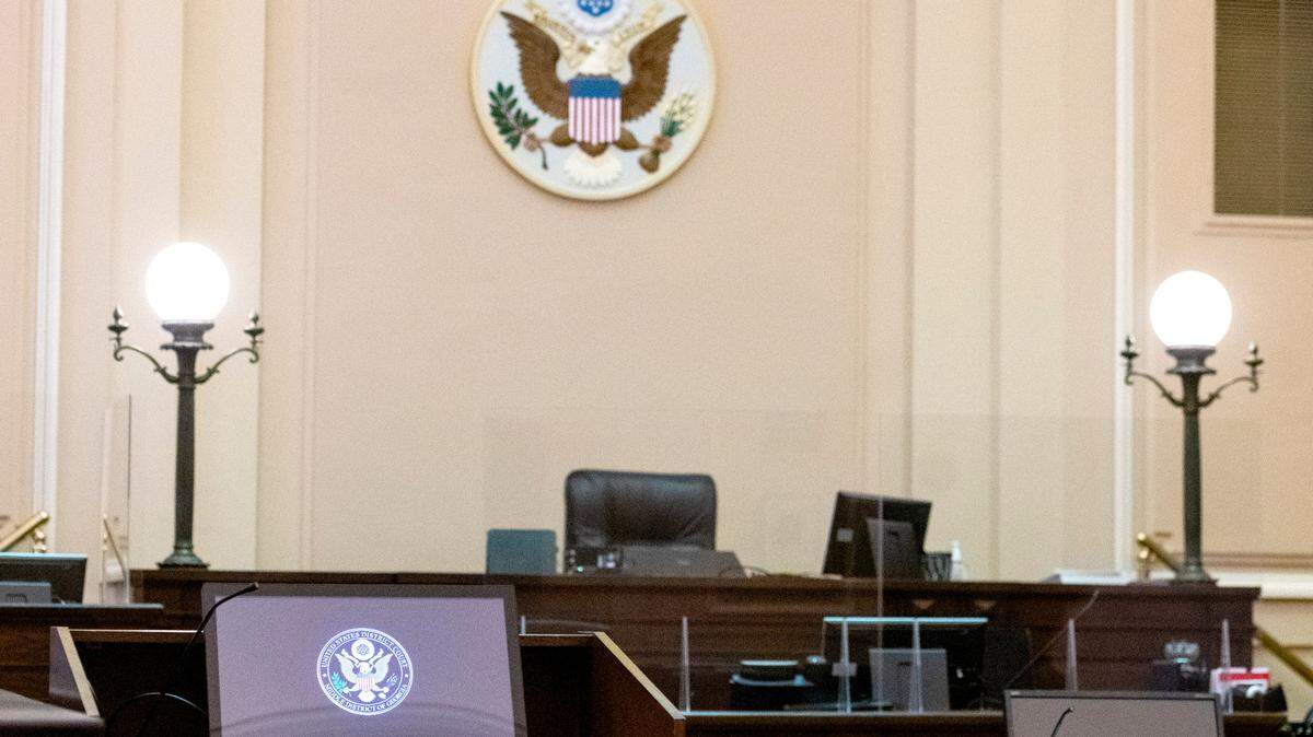 A courtroom at the federal courthouse in Macon.