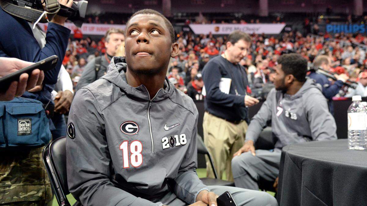 Georgia cornerback Deandre Baker answers questions during Saturday's national championship media day.