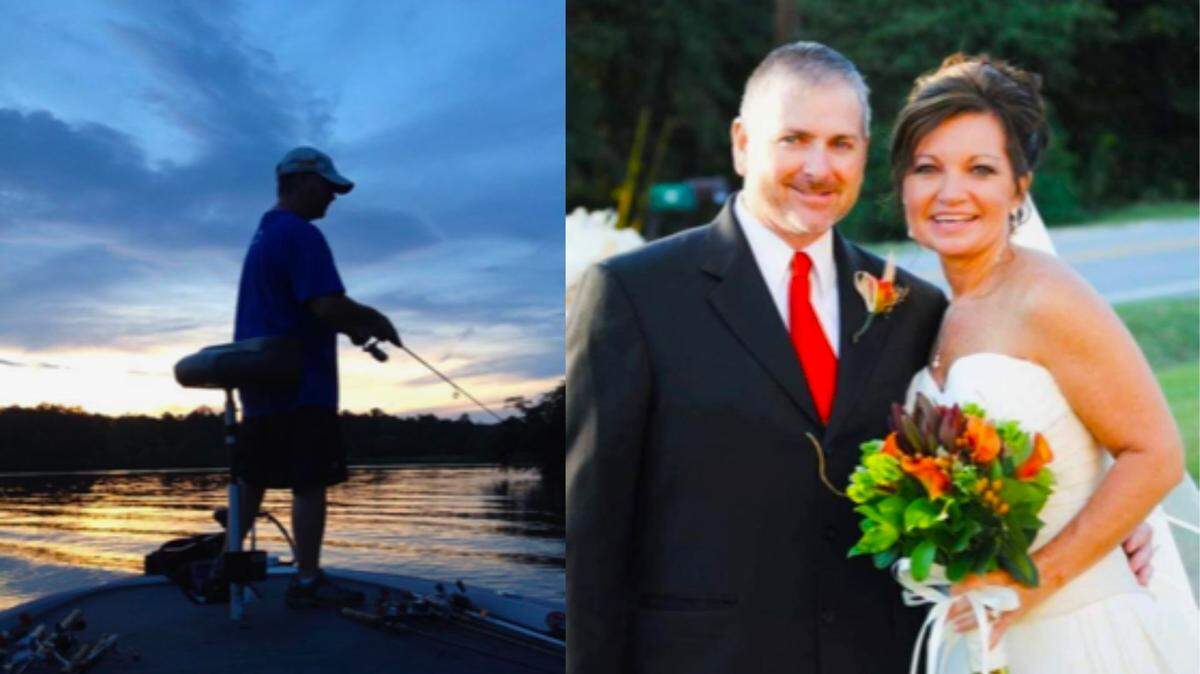 Chris King, left, who enjoyed bass fishing on Middle Georgia’s lakes, died in a boating accident on Lake Tobesofkee in July of 2020. King is shown in the photo at right on the day of his marriage in 2015 to Lisa King.