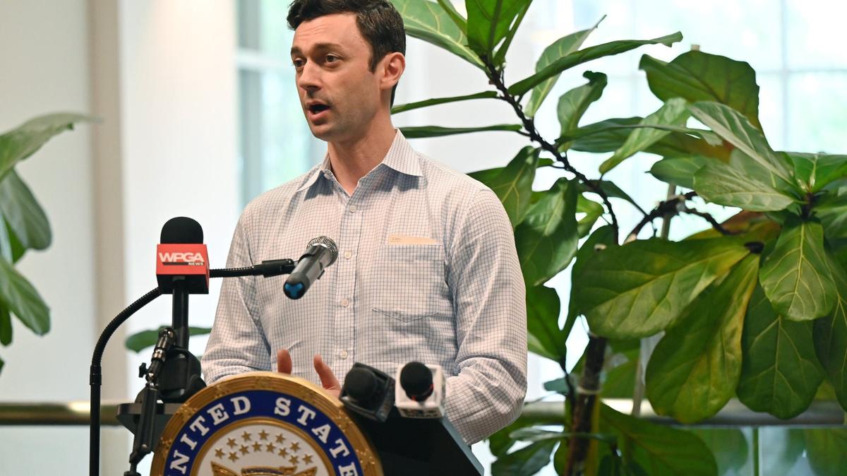 Georgia U.S. Senator Jon Ossoff speaks about the Pathways to Prosperity Act he co-introduced on Monday, July 22, 2024, at Central Georgia Technical College in Macon, Georgia. The bipartisan bill aims to expand workforce development programs in community colleges across the country.