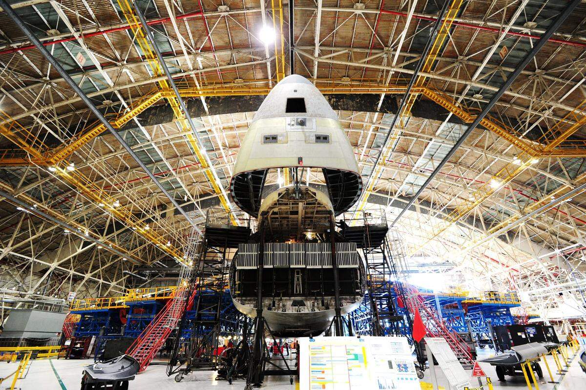 A C5 Galaxy is repaired in Building 125 at Robins Air Force Base in this Telegraph file photo.