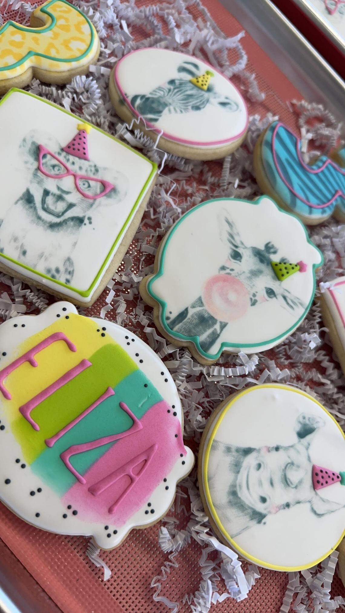 Decorated cookies by Cory Jones, an industry professional cookie artist and owner of Sweet Evelyn’s.