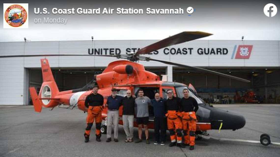 All three men were transported to land via helicopter.