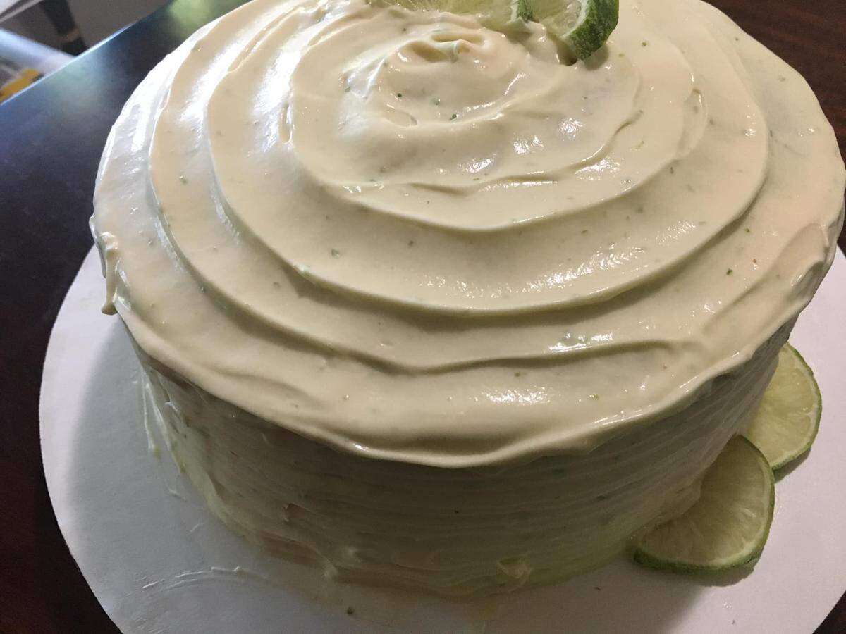 A key lime cake homemade by Cheryl Thomas Mills, among the many baked goodies she sells at her business: Dynamic Pastries by Champane inside the Macon Flea Market at 3670 Eisenhower Parkway.