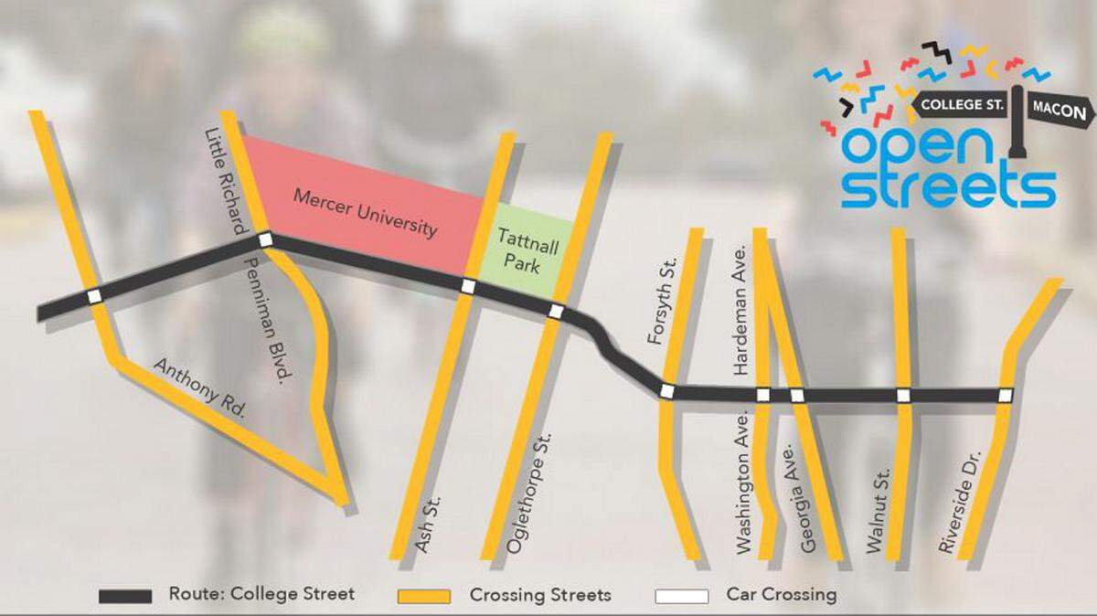 Special to The Telegraph 
 Macon's College Street will be closed April 17 from 2 - 6 p.m. for the Open Streets Macon event designed to get people out on the street for fun and wellness activities.