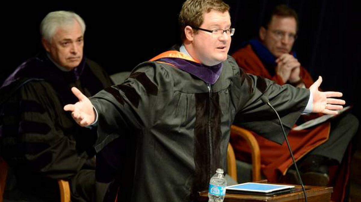 Conservative columnist Erick Erickson, seen here in this undated photograph at Mercer University, is hospitalized with blood clots in his lungs.