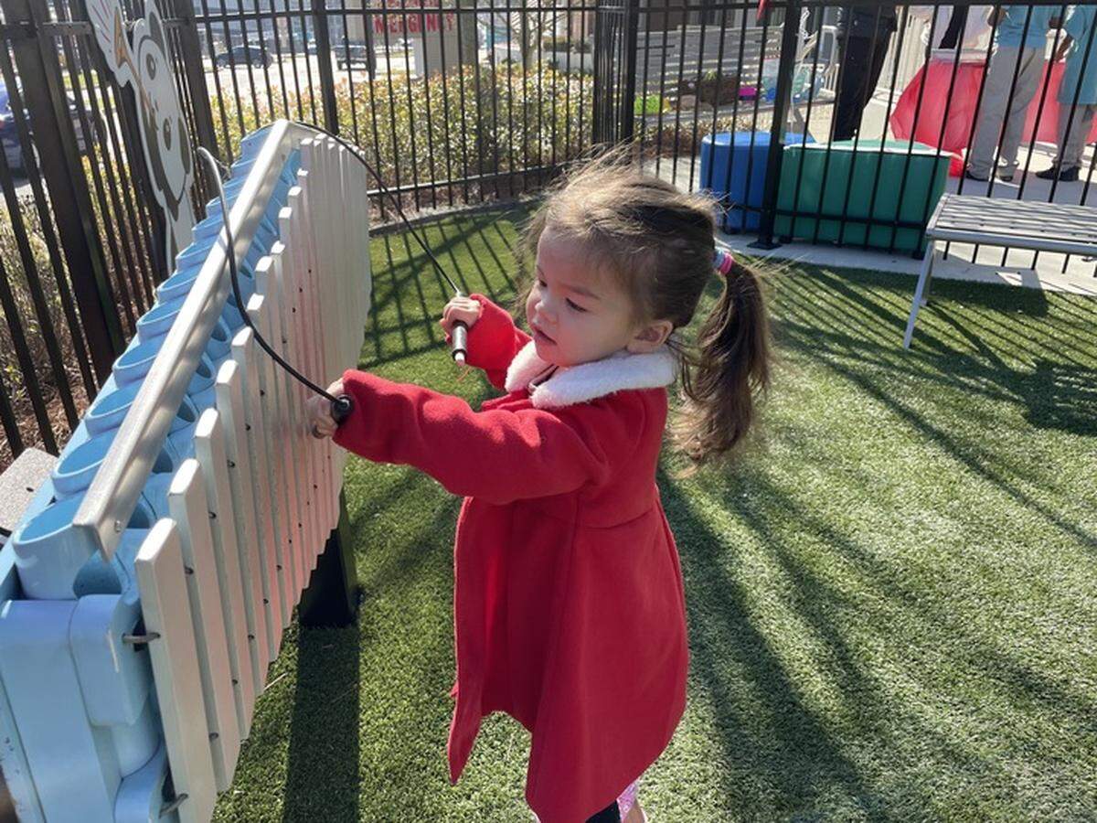 Patients of the children’s hospital in Macon celebrate the news: the outdoor musical playground is getting an upgrade.