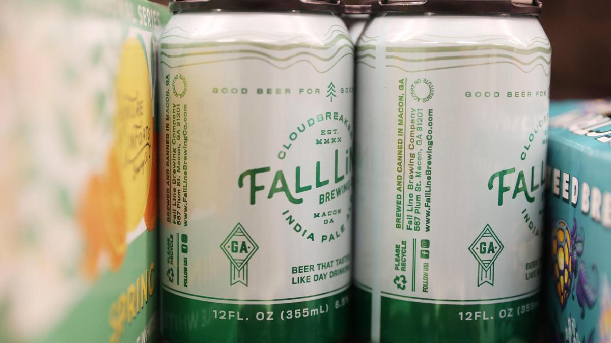Cloud Breaker IPA from Fall Line Brewing Company sits on the beer shelf at Publix Supermarket at Bass Plantation on Tuesday, March 18, 2025, in Macon, Georgia. Cloud Breaker is now sold in over 100 Middle Georgia Publix Supermarket, making it Fall Line Brewing’s largest retail partner yet.