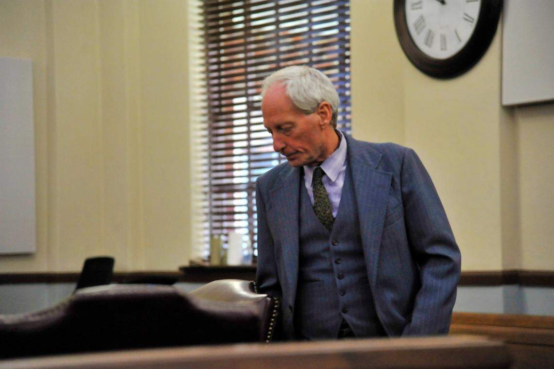 David Lee Billings in Peach County Superior Court during a recess in his murder trial on April 28, 2022, in the June 2017 shooting death of Lloyd Goldie northwest of Byron.