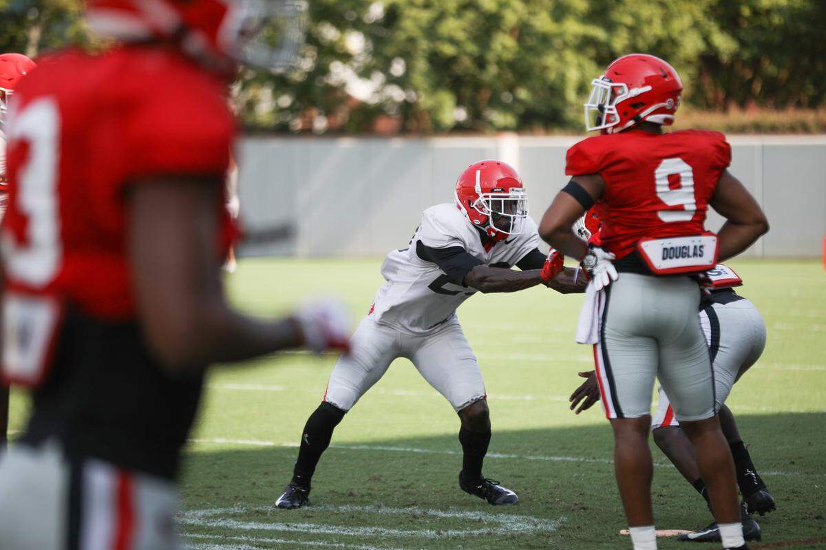 Georgia defensive back Mark Webb (23) during the Bulldogs’ session on the Woodruff Practice Fields in Athens, Ga., on Tuesday, Sept. 10, 2019.