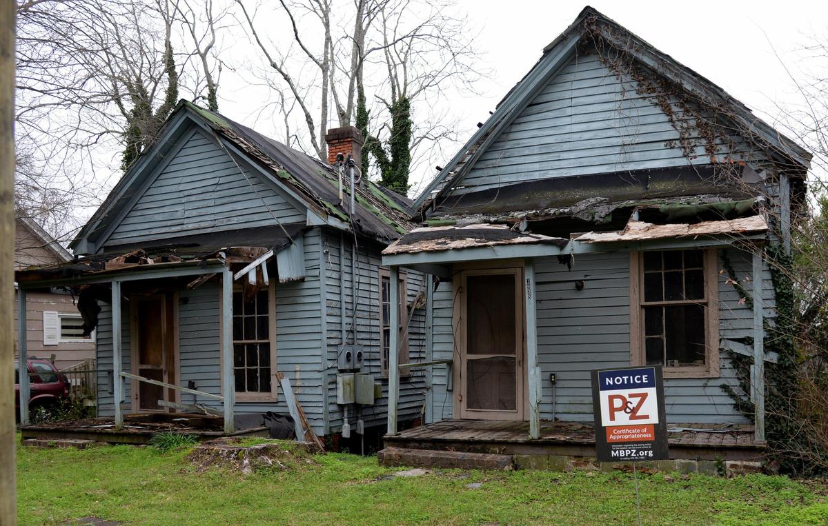 These houses at 1042 Maple Street in the Beall’s Hill Neighborhood will be demolished by the Historic Macon Foundation.