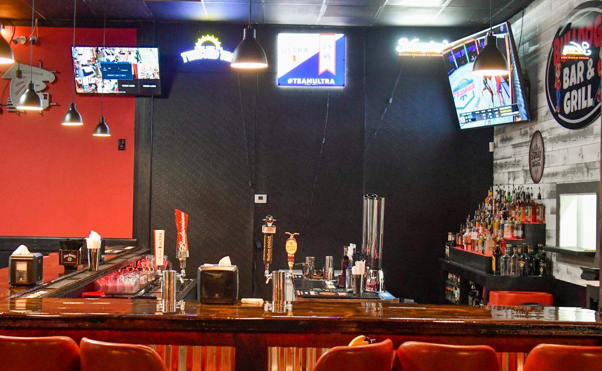 The bar at Bulldogs Bar and Grill at 3750 Bloomfield Village Drive in Macon.