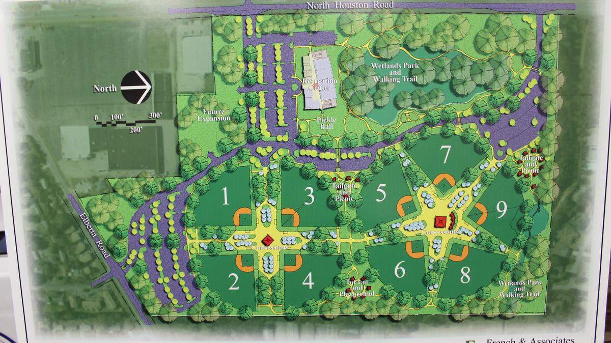 WAYNE CRENSHAW/THE TELEGRAPH 
 A concept plan for a sports complex in Warner Robins was unveiled at Monday's City Council meeting.