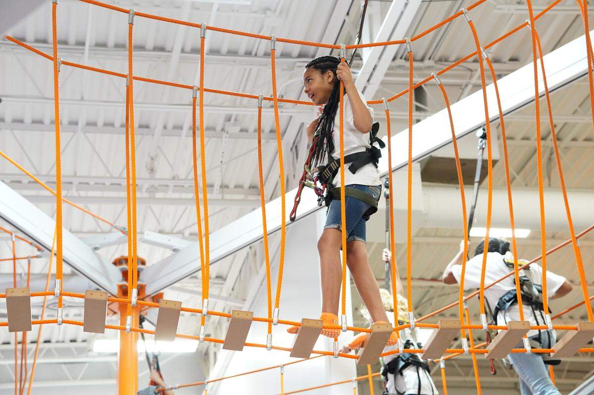 Big Air Warner Robins will include an indoor ropes course like this one at Big Air Greenville, South Carolina.