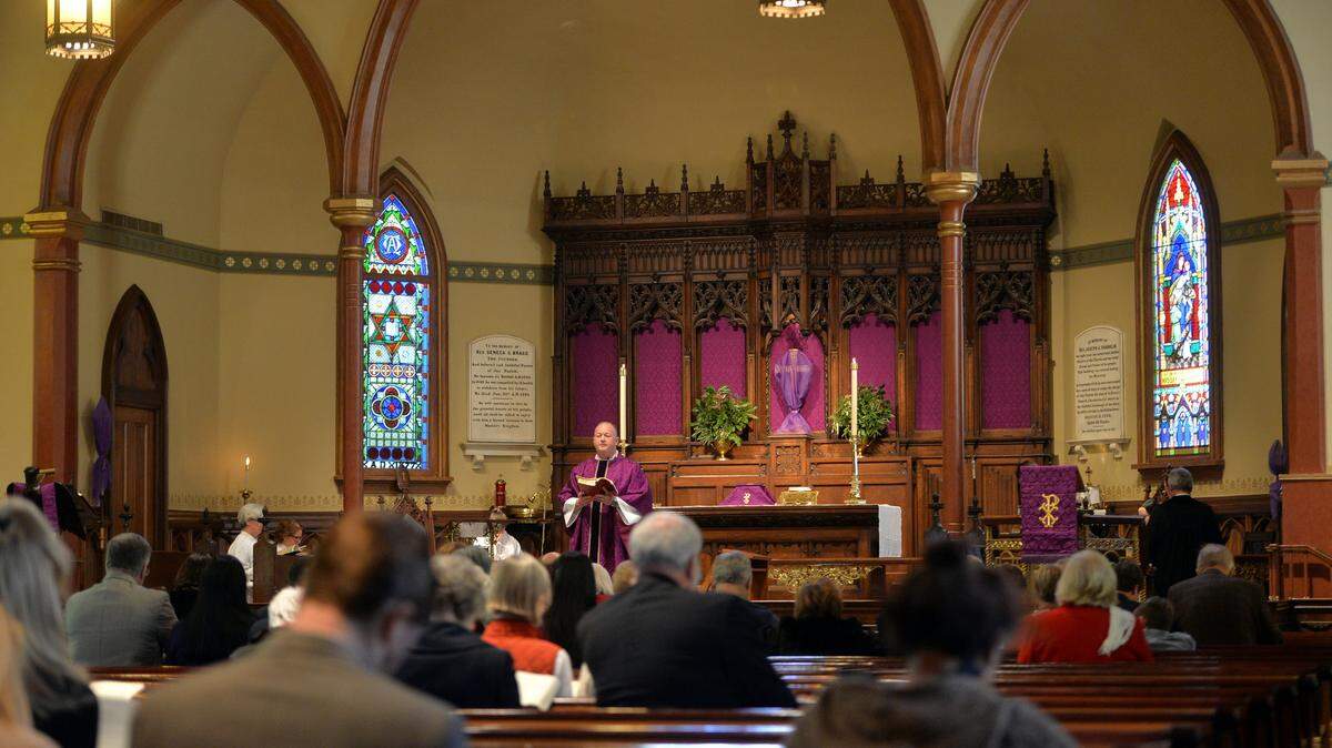 Services are held recently at Christ Episcopal Church's historic sanctuary downtown.
