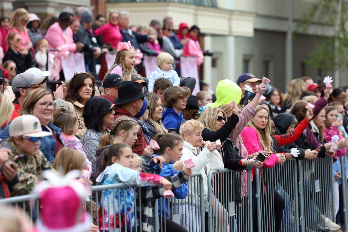 Spectators line downtown Macon to watch the annual Bed Race a tradition during the opening weekend of the International Cherry Blossom Festival
