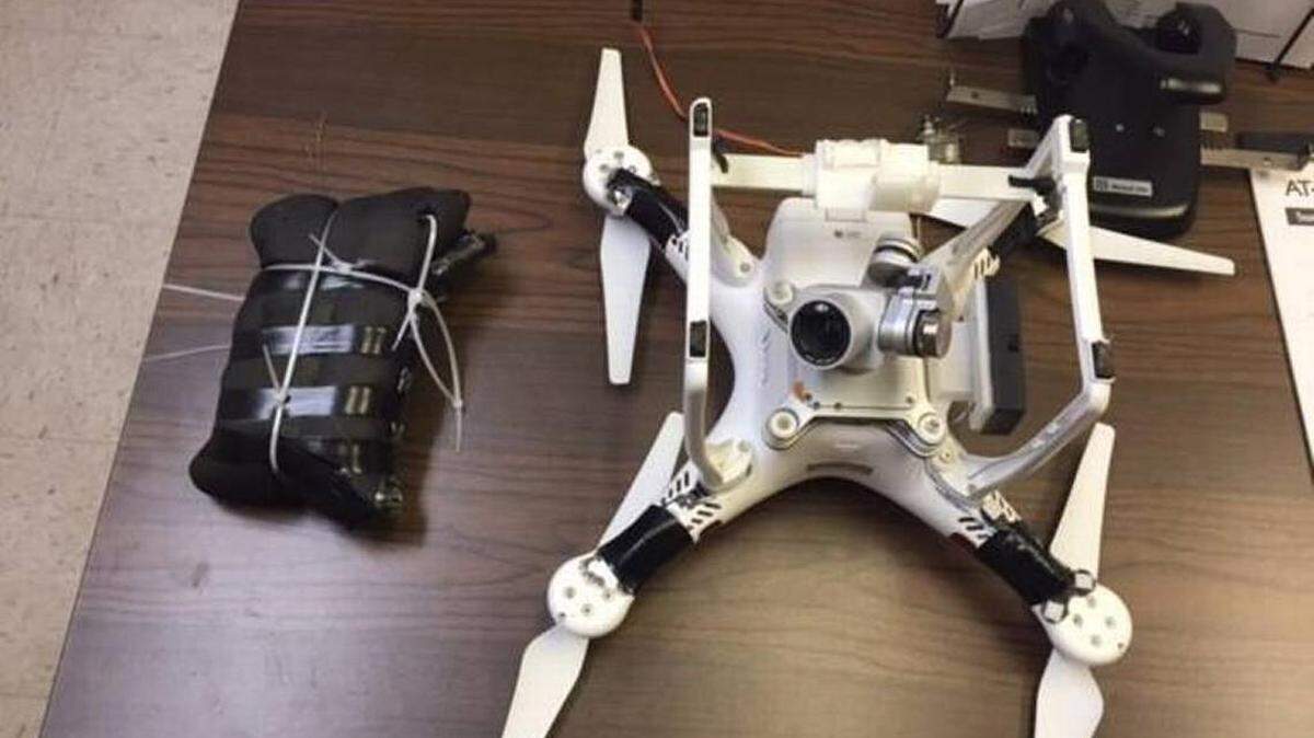 This drone, carrying three cellphones, crashed over Macon State Prison in Oglethorpe in August.