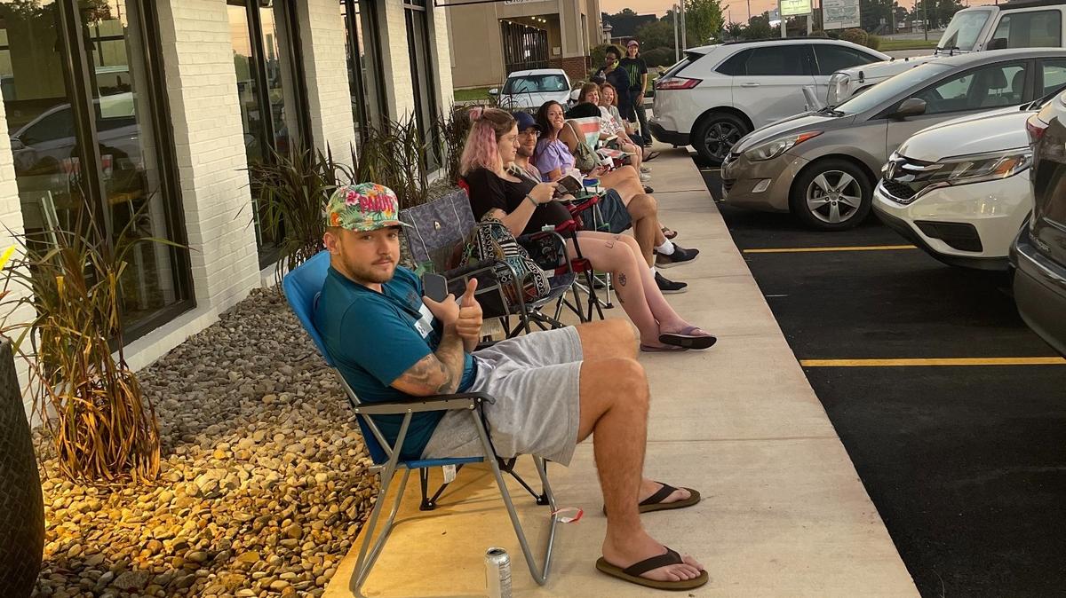 Some patrons camped out before the opening of a new Warner Robins restaurant.