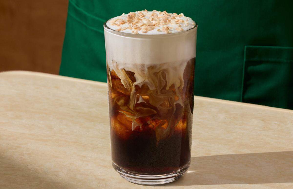 Toasted coconut cream cold brew at Starbucks.