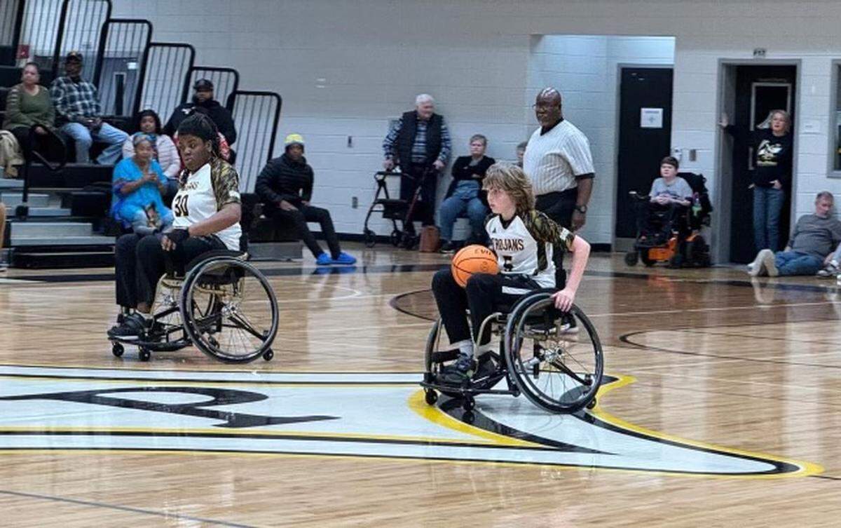 Peach County Rolling Trojans players move down the court during a game earlier this season.