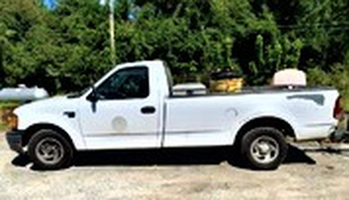 A white Ford F-150 pickup truck with a City of Forsyth emblem on its doors was allegedly stolen by an inmate on a work detail Monday morning, officials said.