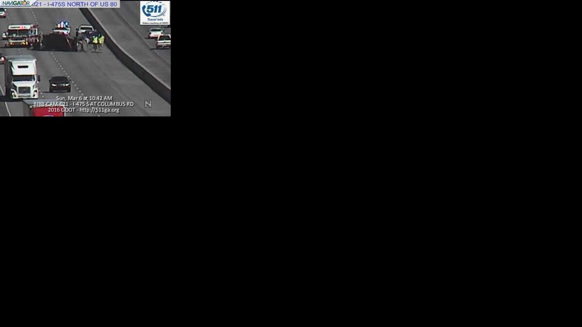 A trailer is overturned on Interstate 475 South near Eisenhower Parkway.