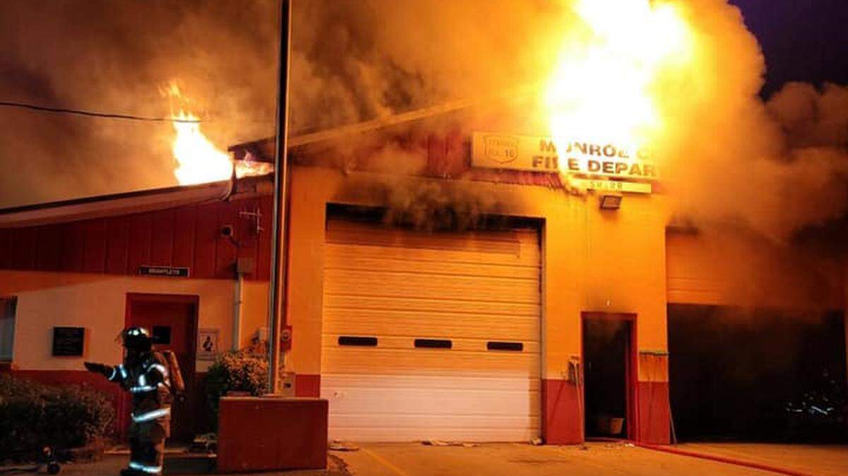 Monroe County Emergency Services Station 10 caught fire Saturday night.