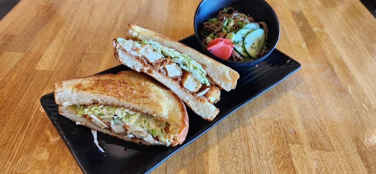 Sando with tofu at Tenmii Japanese Eatery at 1625 Bass Road, Suite 330, in the North Macon Plaza.