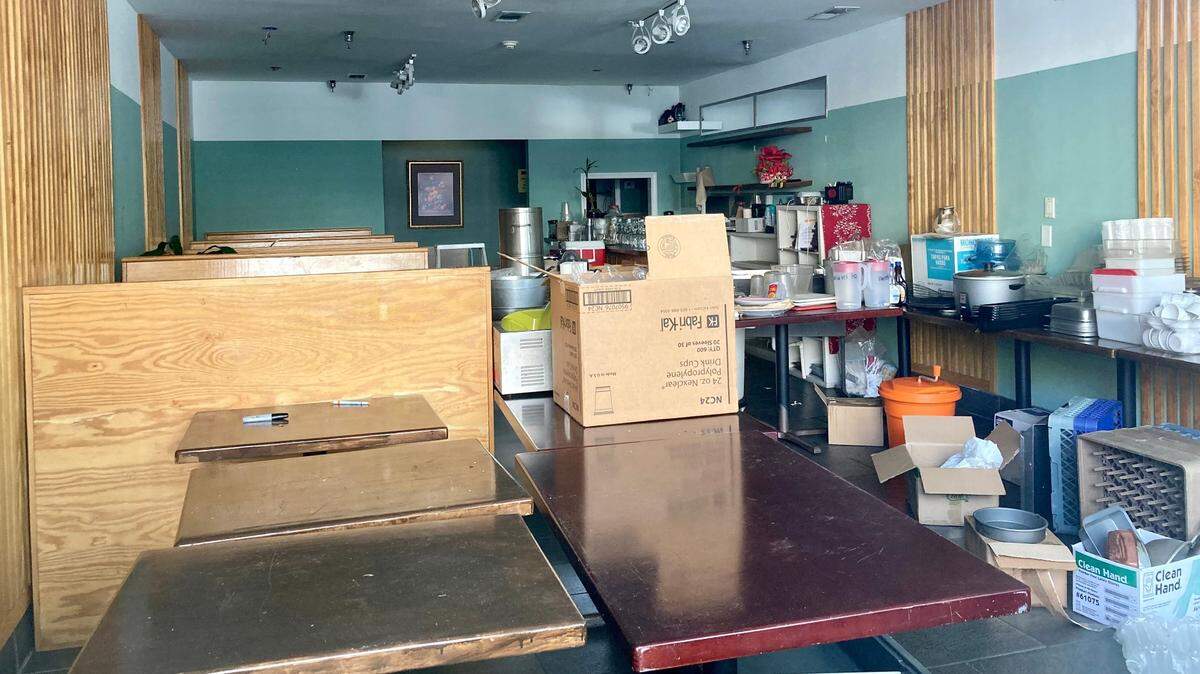 The last day of the two-day liquidation sale at Ladda Bistro at 442 Cherry St. is from noon to 5 p.m. Sunday. This photo was taken peering through the front window of the bistro Thursday.