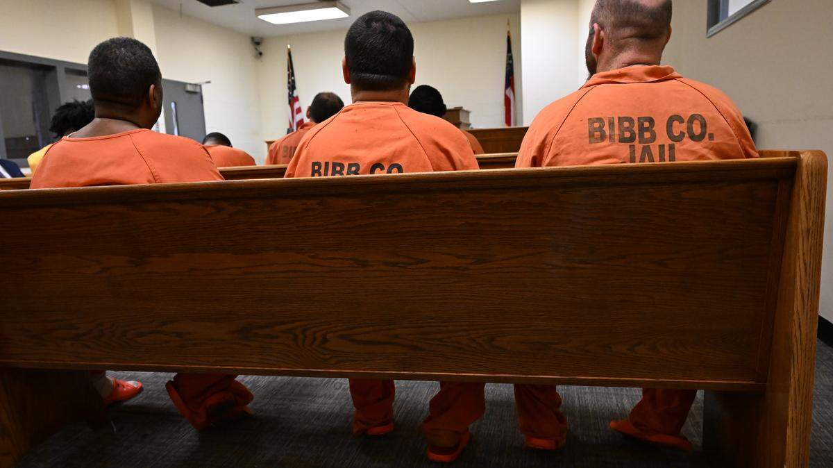 Bibb County Jail detainees listen to a speaker during the Just Walk Away initiative at the Bibb County Jail in this file photo from August 2025. A man died in a cell at the jail on Friday, sheriff has confirmed.