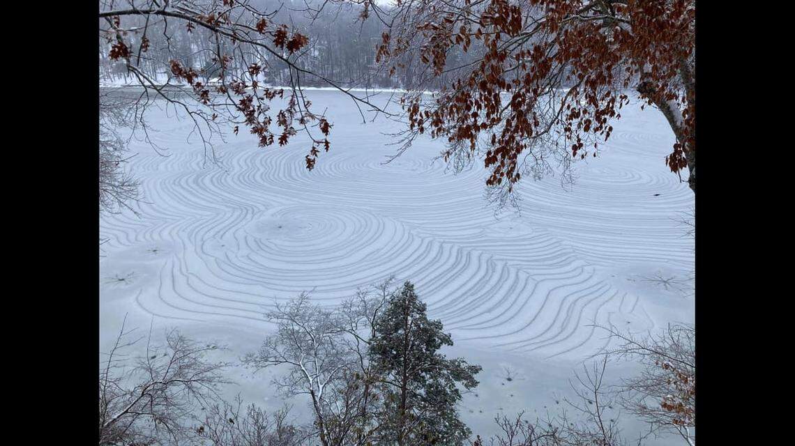 The creek is 200 yards wide and the pattern was spread as far as Wynelle Kirkman could see.