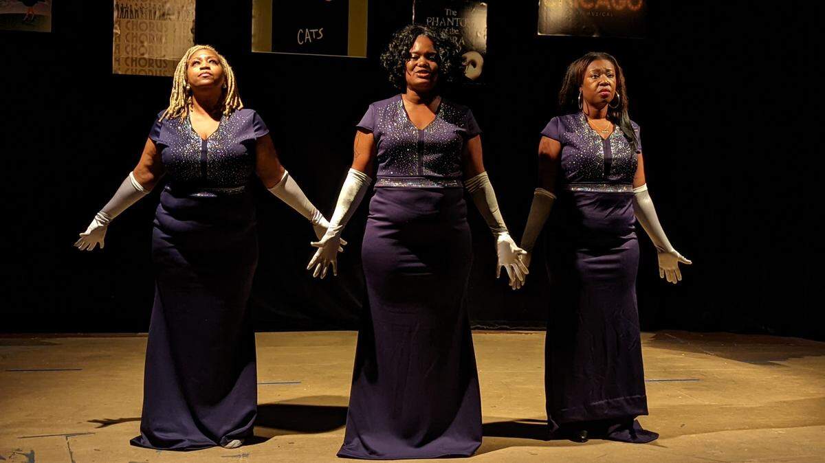 From right: Candy Thomas, Porsha Dinkins and Lachun Brown perform the song “Dream Girls” from the show “Dream Girls.”