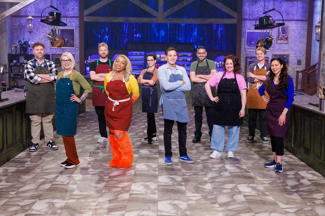 Cory Jones, owner of Sweet Evelyn’s in downtown Perry, far left back row, is among the contestants on the Food Network’s “Halloween Baking Championship,” Season 11, that premiers Sept. 15 at 9 p.m. on HBO Max.
