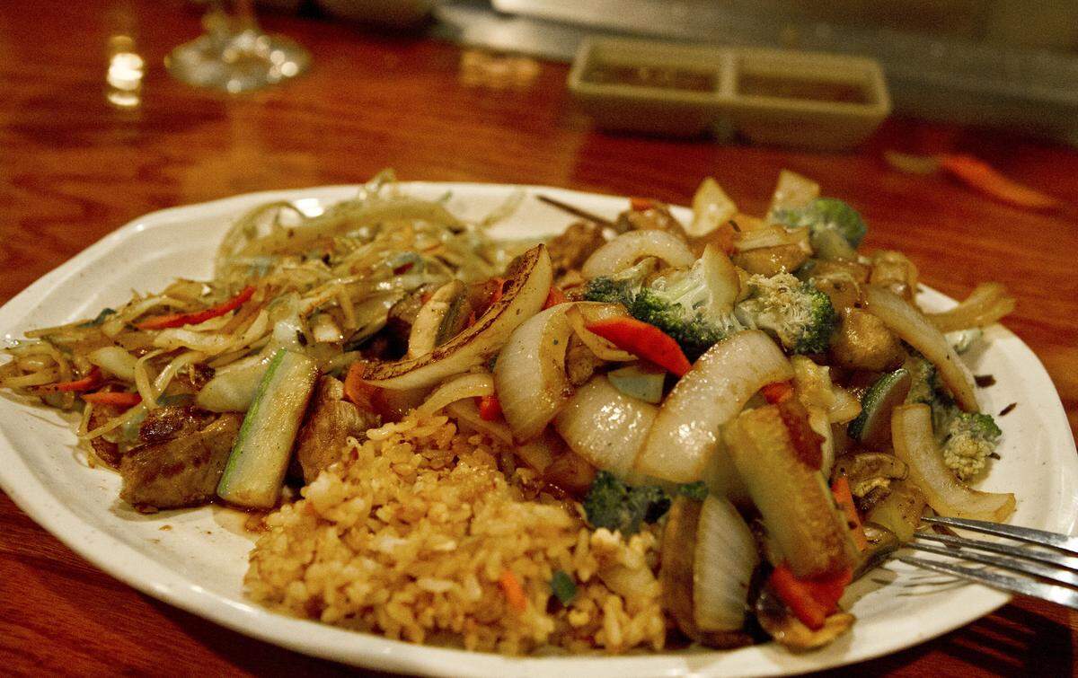 Hibachi steak and vegetables are among the menu items at Mikata Japanese Steakhouse and Sushi Bar in Macon.