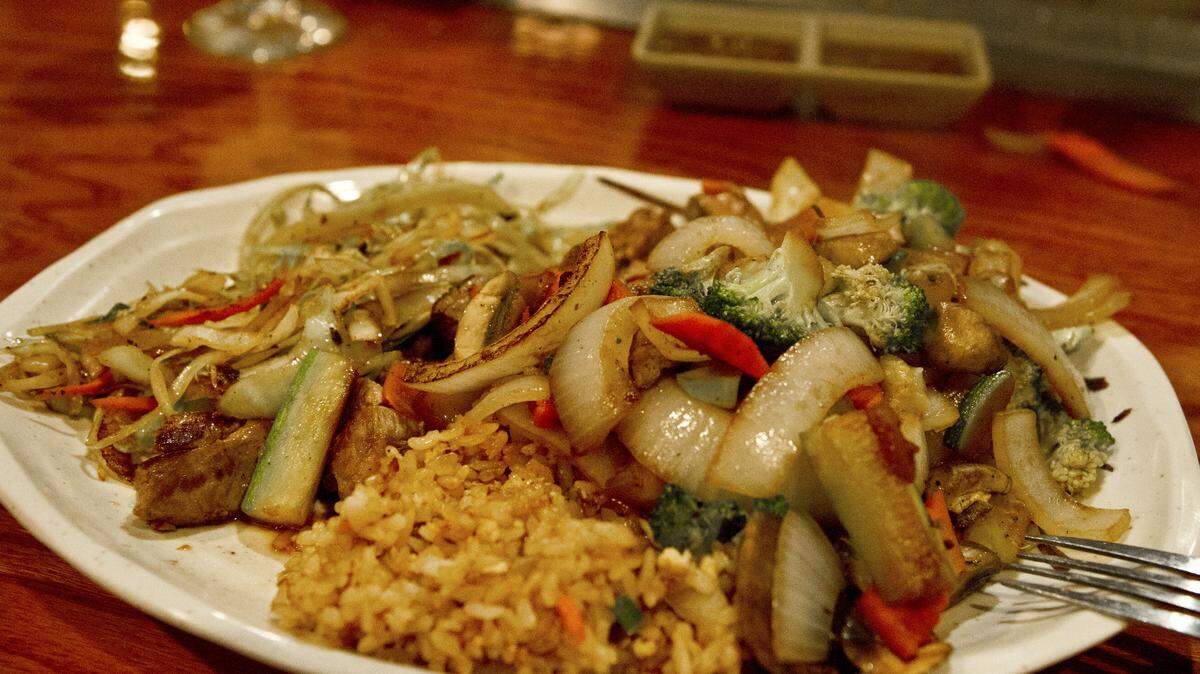 Hibachi steak and vegetables are among the menu items at Mikata Japanese Steakhouse and Sushi Bar in Macon.