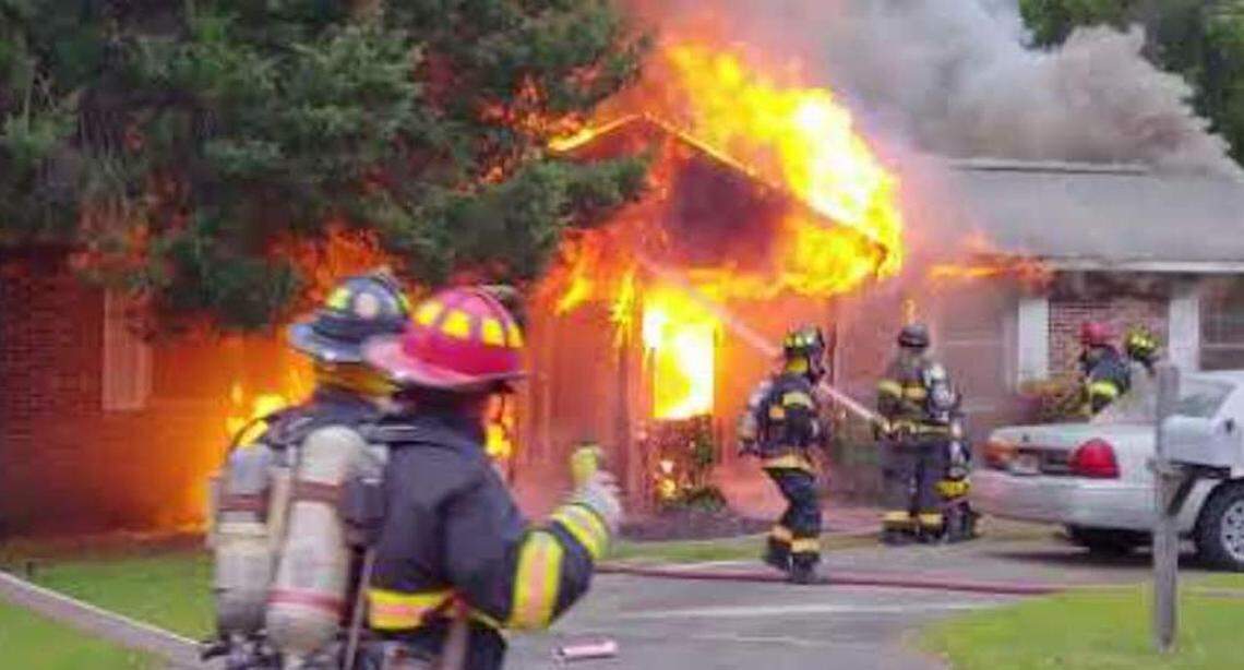 Warner Robins firefighters battle a blaze at 121 Hazel Drive the Sunday morning of March 31, 2019 that claimed the life of 84-year-old Kenneth Franklin Haas.