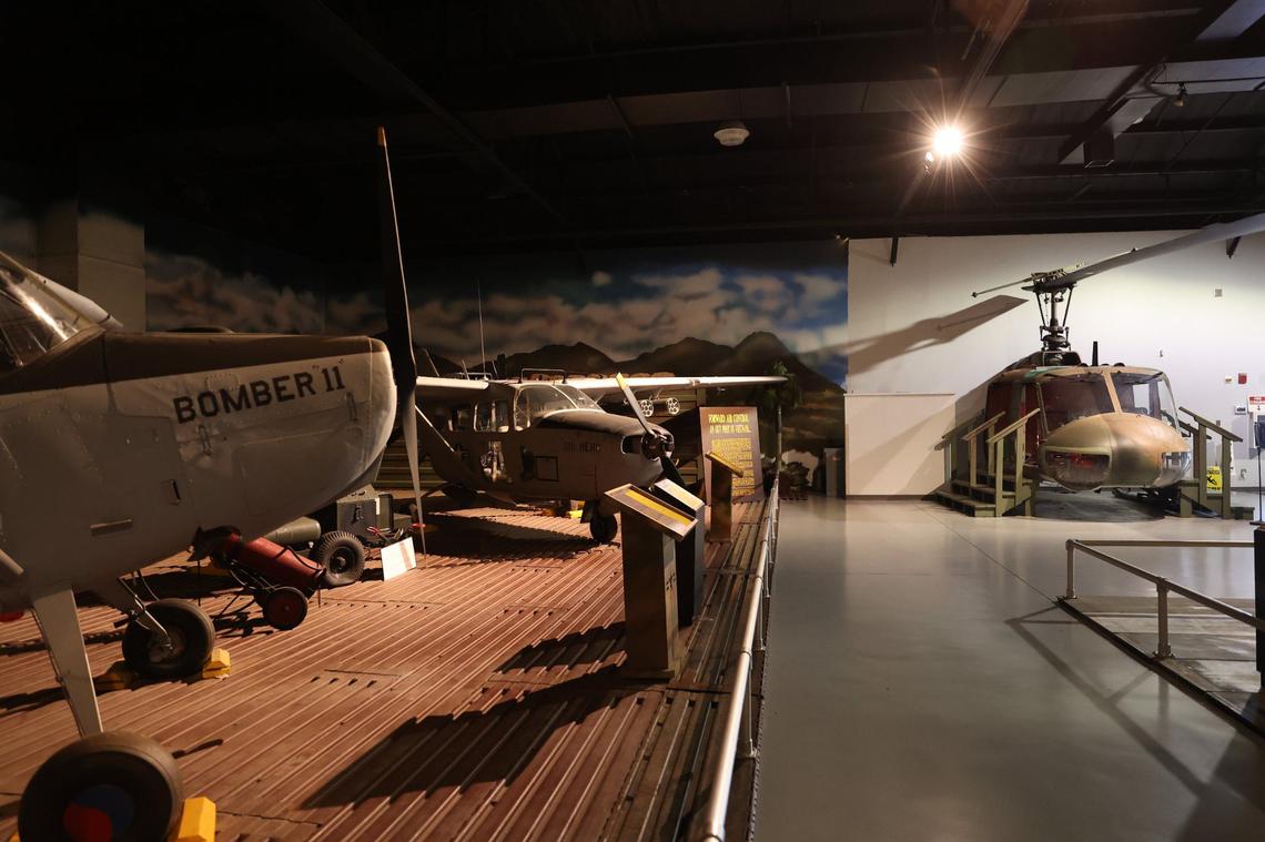 Various planes sit in the Nugteren Exhibit Hangar on Friday, July 26, 2024, at the Museum of Aviation in Warner Robins, Georgia. The Museum of Aviation is the second largest aviation museum in the country with four buildings of exhibits and free admission to the public.