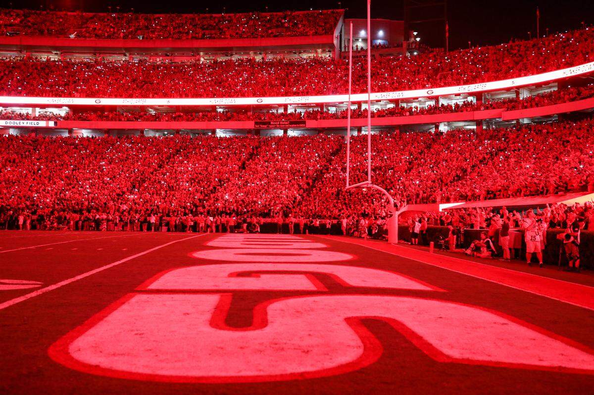During the Bulldogs’ game against the Notre Dame Fighting Irish on Dooley Field at Sanford Stadium in Athens, Ga., on Sat., Sept. 21, 2019.