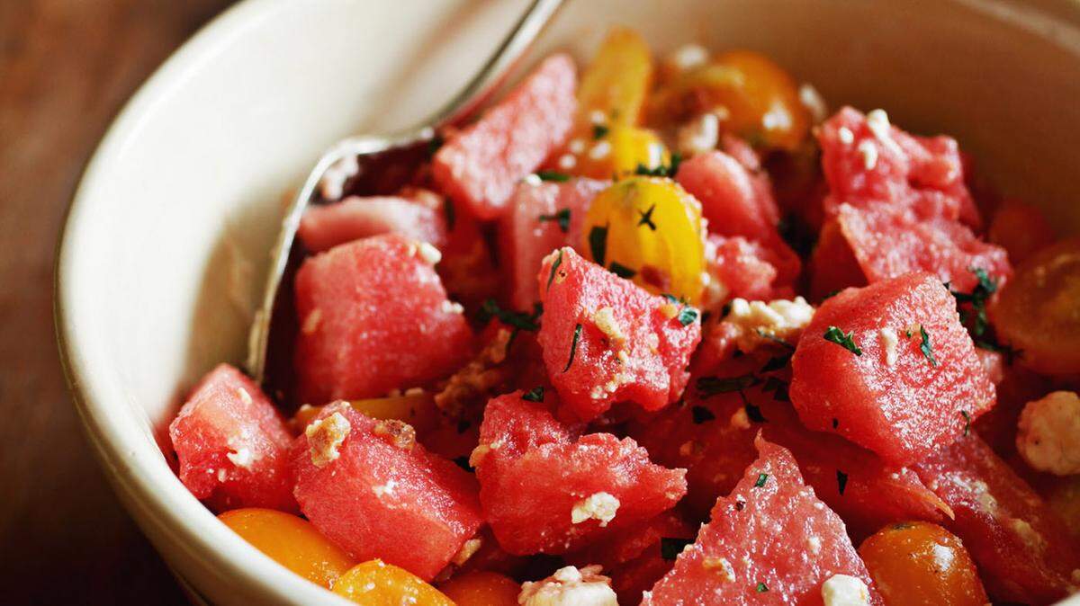 Tomato, Watermelon and Bacon Salad is a Southern take on fruits and vegetables.