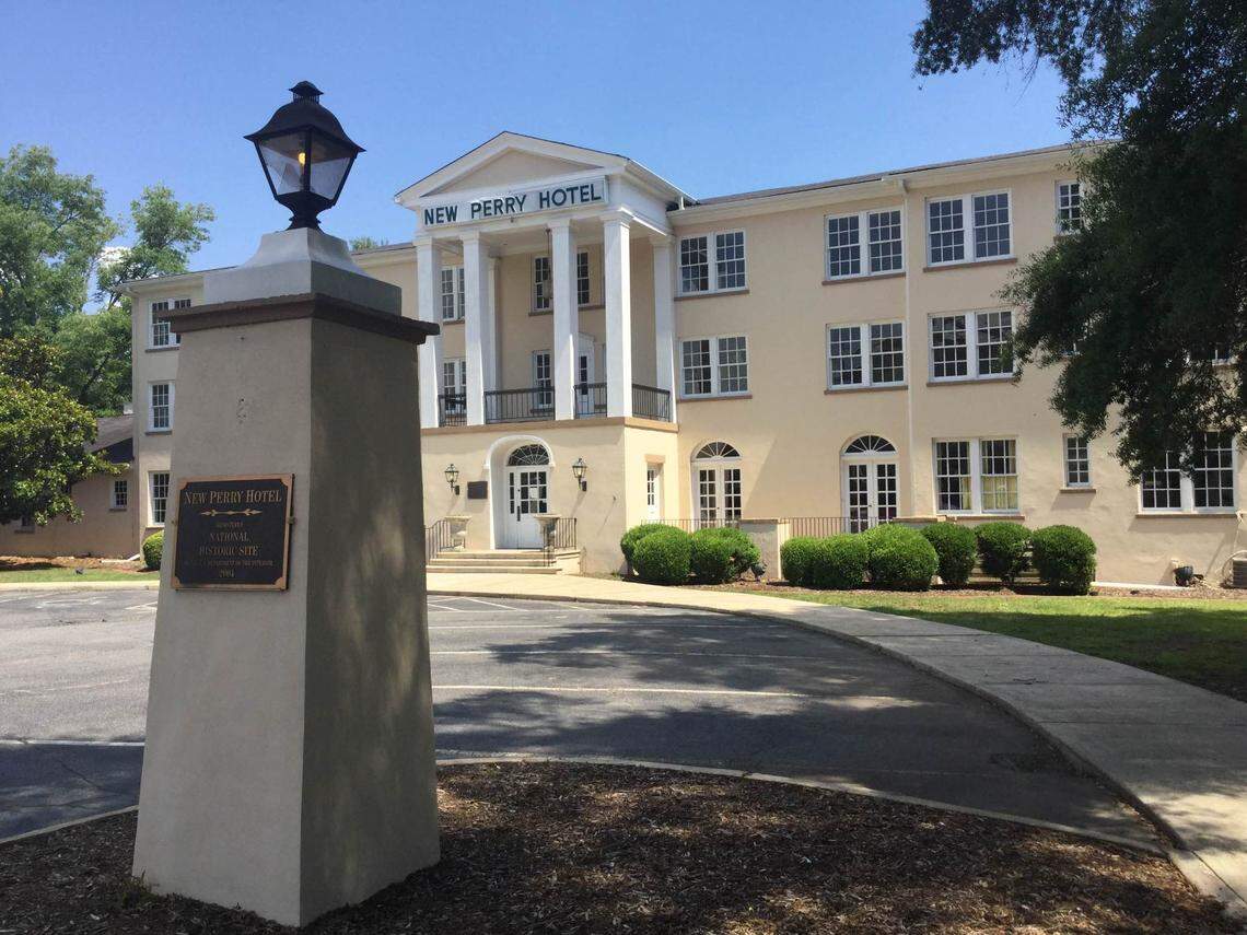 A file photo of the New Perry Hotel at 800 Main St.