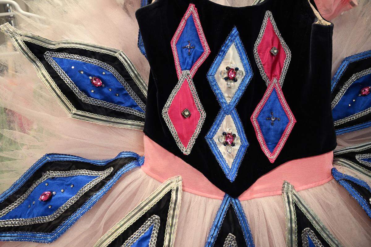 Details of the Columbine Doll costume used during the annual production of “The Nutcracker” by Nutcracker of Middle Georgia
