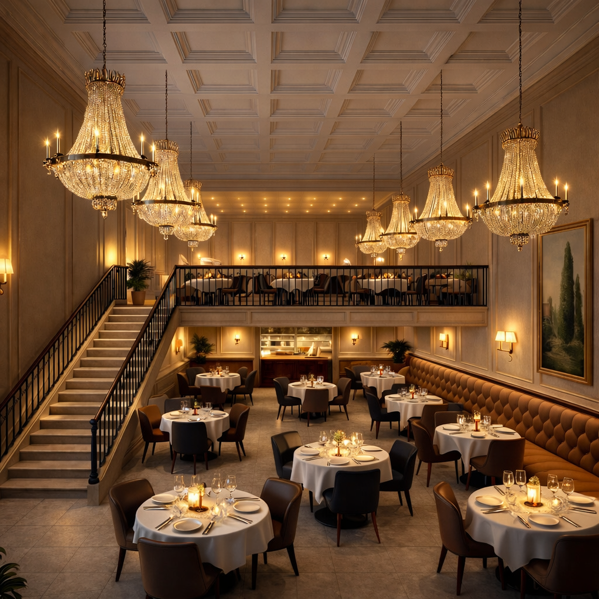 A new 3,600-square-foot, two-story building expected to be constructed at 1030 Ga. 96 in Warner Robins is being marketed with hopes of attracting a fine dining restaurant. This rendering shows what the interior of such a restaurant might look like.