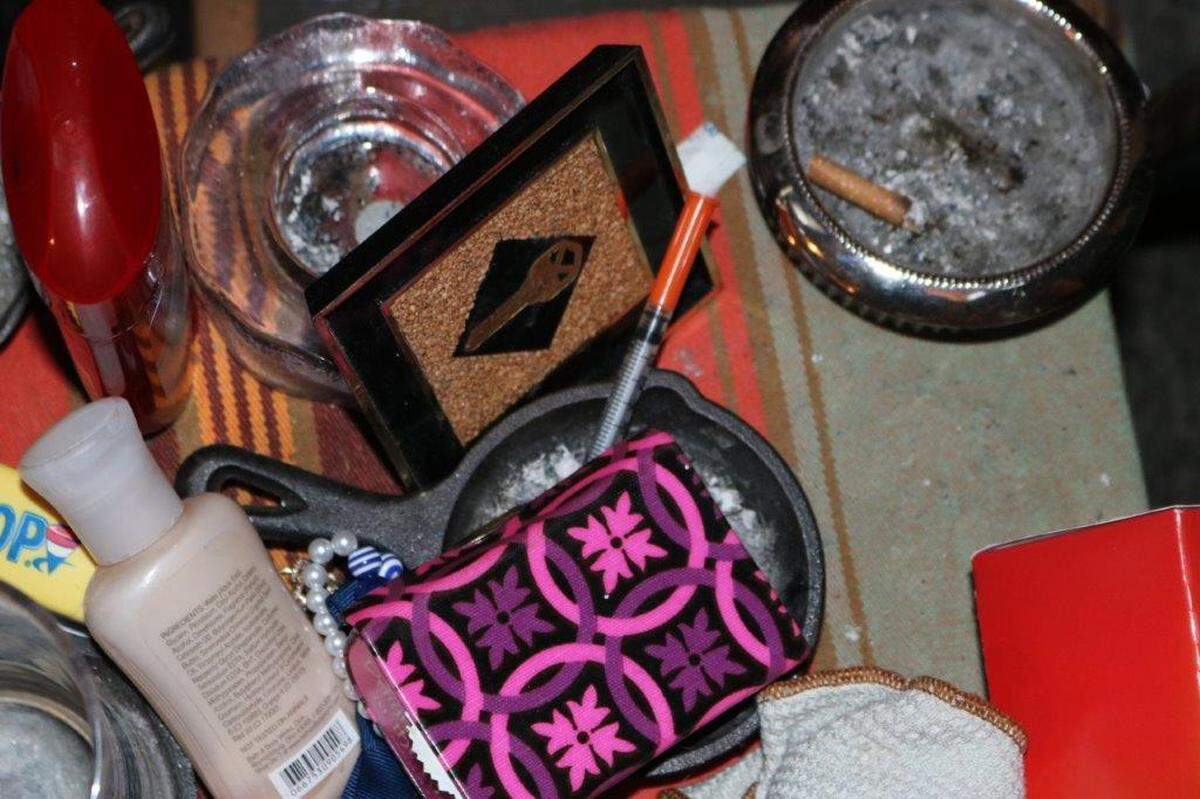 Drug paraphernalia found inside the house on Burton Avenue where Jace Jenkins was living with friends.