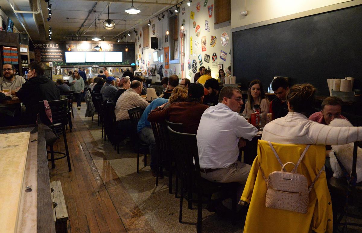 JENNA EASON/THE TELEGRAPH Macon, GA, 01/03/2019: Customers at Just Tap’d participate in their weekly trivia night on Thursday.