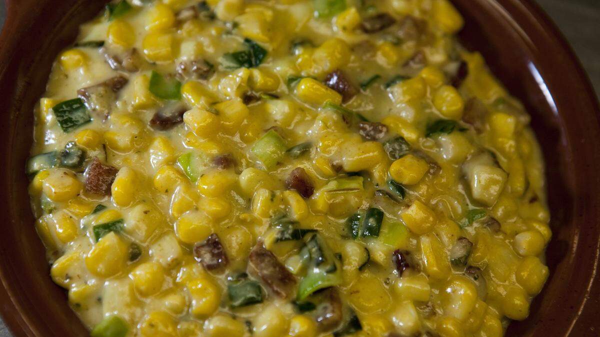 For yellow, we're sticking with corn -- but in the form of this deluxe creamed corn recipe. Did we mention that it has bacon?
