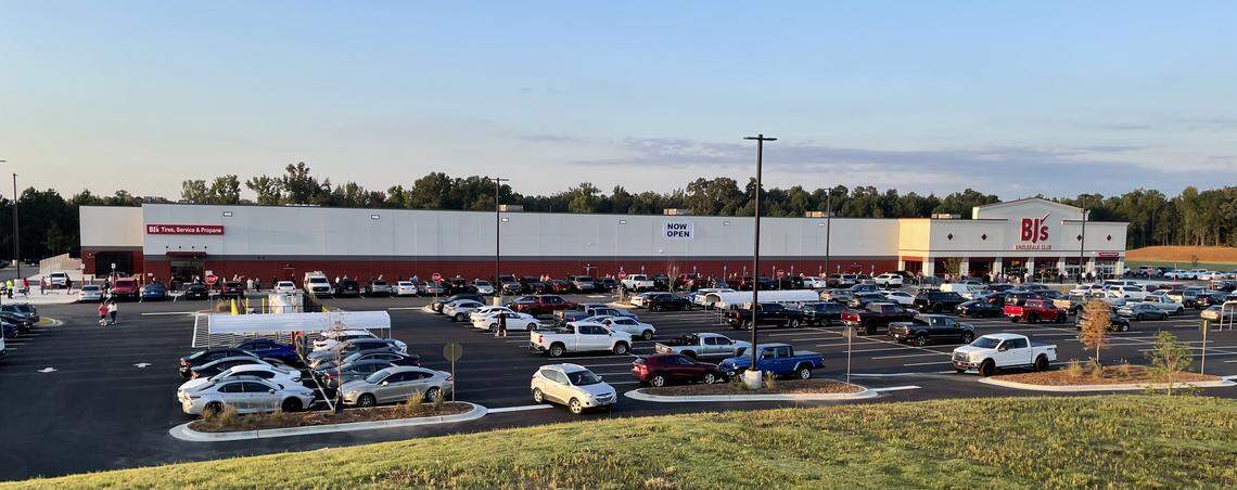 People line up early Friday, Sept. 12, 2025, for the opening of the new BJ’s Wholesale Club in Warner Robins. The line stretched across the front of the club and around the corner but moved quickly once the doors opened at 8 a.m. This photo was cropped.