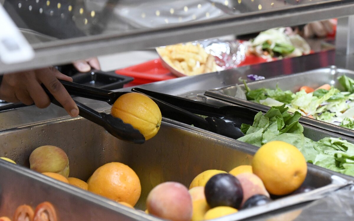 Fresh fruit, salad and hydroponic lettuce are just some of the healthy options available Wednesday to students at Baldwin High School.