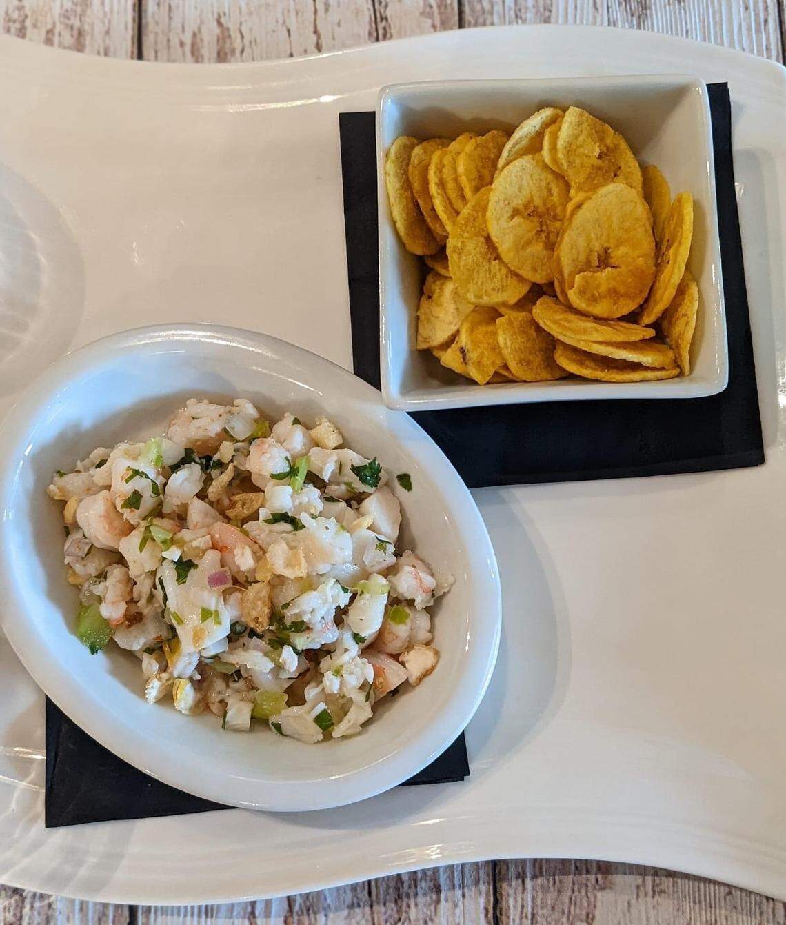 Shrimp and scallop ceviche with plantains at Pearl Passionate Cuisine & Cocktails at 470 First St. in downtown Macon.