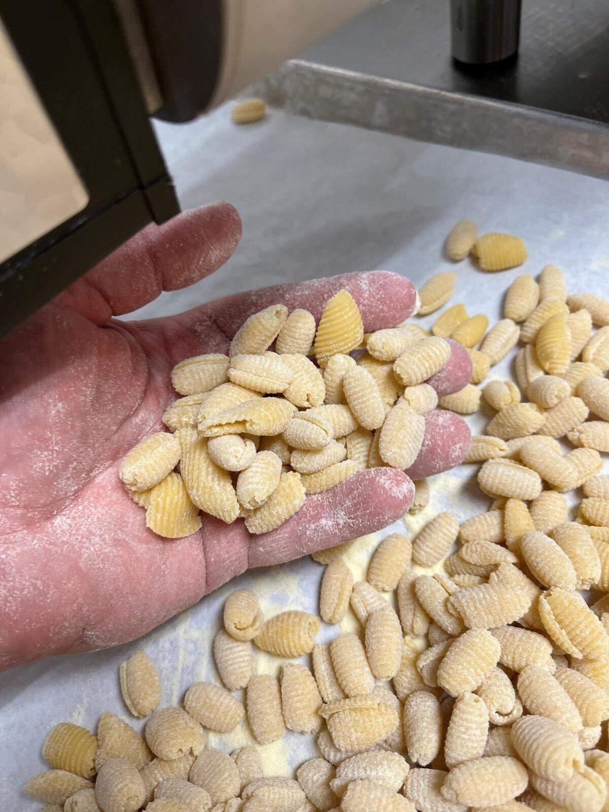 Students at the Hutching’s Mac Shack learn how to manufacture fresh, extruded pasta, such as gnocchetti sardi, for all of their cheesy meals.